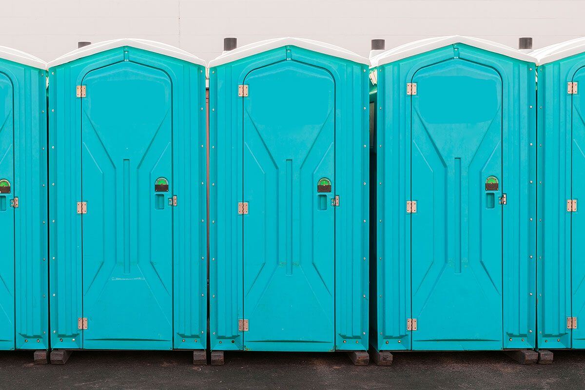 Industrial portable restroom units at a plant in Beaufort, South Carolina