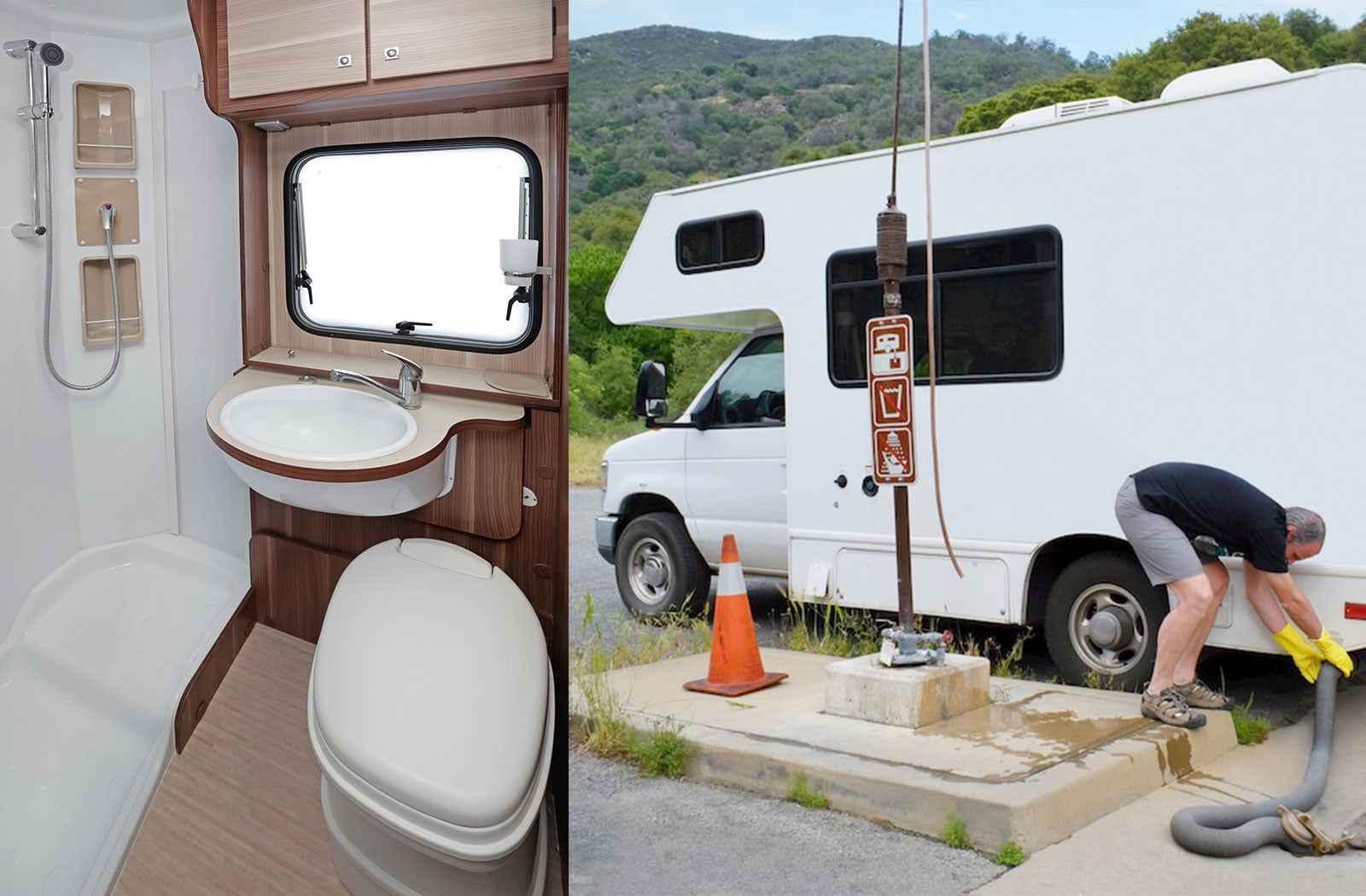 Portable RV/camper toilet and holding tank setup in Beaufort, South Carolina